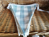 Red or blue checked homemade bunting - approx 3 metres.