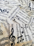Sheet music fabric bunting, antique look