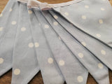 Pale blue spotty cotton fabric bunting