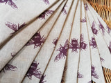 Cotton Bees bunting, 2, 3 or 4 metres. Natural background with purple bees.