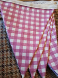 Pink checked fabric bunting- approx 2 metres.