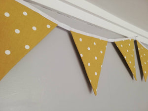 Yellow ochre spotty bunting, 2 or 3 metres