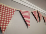 Pink checked fabric bunting- approx 2 metres.