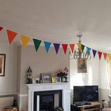 Fabric rainbow coloured bunting 18 flags - over 4 metres