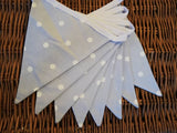 Pale blue spotty cotton fabric bunting
