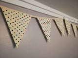 Spotty fabric bunting, multicoloured spots