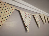 Spotty fabric bunting, multicoloured spots