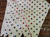 Spotty fabric bunting, multicoloured spots