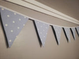 Pale blue spotty cotton fabric bunting