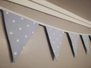 Pale blue spotty cotton fabric bunting