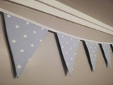 Pale blue spotty cotton fabric bunting