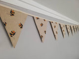 Bumble Bee bunting, natural background fabric