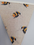 Bumble Bee bunting, natural background fabric