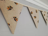 Bumble Bee bunting, natural background fabric