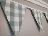 Red or blue checked homemade bunting - approx 3 metres.