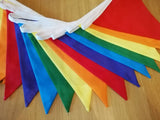 Fabric rainbow coloured bunting 18 flags - over 4 metres