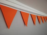 Colourful Orange fabric bunting - 2 or 3 metres - homemade polycotton flags in your choice of colour