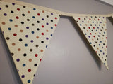 Spotty fabric bunting, multicoloured spots