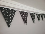 Swallow fabric bunting, grey and white