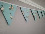 Gorgeous duck bunting ! Mint green, blush pink, sky blue or blue/grey fabric. #ducks