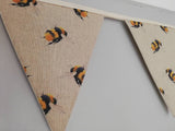Bumble Bee bunting, natural background fabric