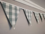 Red or blue checked homemade bunting - approx 3 metres.