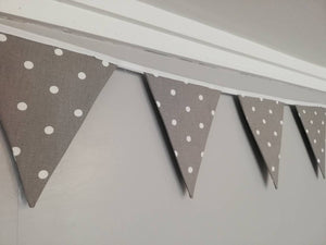 Smoke Grey spotty bunting, 2, 3 or 4 metres