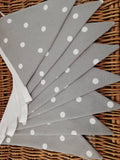 Smoke Grey spotty bunting, 2, 3 or 4 metres