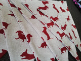 Sausage dog bunting ! Dark red dogs in a variety of poses on a natural background fabric. #sausagedoggifts #sausagedog