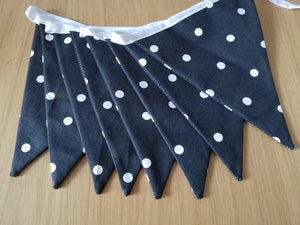 Black and white spotty bunting, 2, 3 or 4 metres