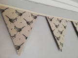Pheasant fabric bunting, gorgeous natural colours for a country feel.