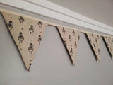 Duck fabric bunting. Cute grey ducks on natural background, 6 flags, approx 1.5 metres.
