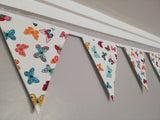 Colourful butterfly fabric bunting, 10 flags, approx 2.5 metres