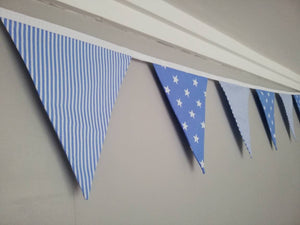 Blue fabric bunting - stars and stripes