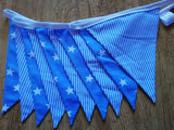 Blue fabric bunting - stars and stripes