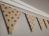 Bumble Bee bunting, natural background fabric