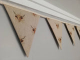Highland cattle fabric bunting on natural background, 10 flags, approx 2.5 metres