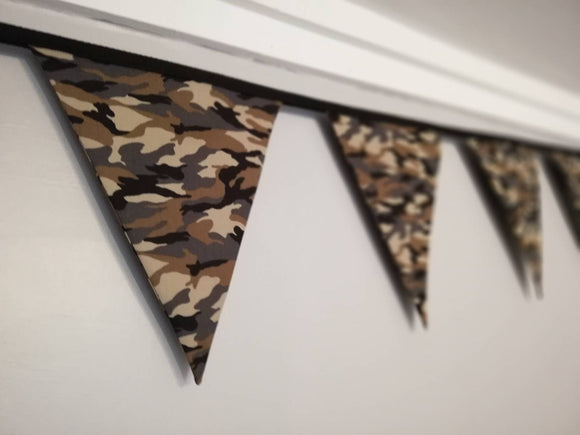 Camouflage fabric bunting - 10 flags, approx 2.5 metres