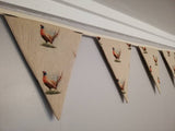 Pheasant fabric bunting, 10 flags, approx 2.5 metres