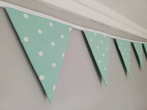Pale Green spotty bunting, 2, 3 or 4 metres