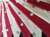 Red and cream spotty bunting, approx 3 metres