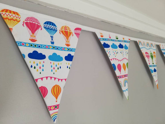 Rainbows, clouds and hot air balloons bunting