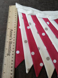 Red and cream spotty bunting, approx 3 metres