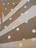 Smoke and pale Grey spotty bunting, 2, 3 or 4 metres - alternate flags