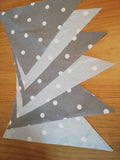 Smoke and pale Grey spotty bunting, 2, 3 or 4 metres - alternate flags