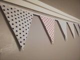 Star fabric bunting - coloured stars on a white background - 2 or 3 metres. Choice of colour combination.