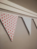 Star fabric bunting - coloured stars on a white background - 2 or 3 metres. Choice of colour combination.