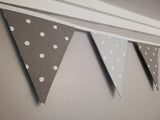 Smoke and pale Grey spotty bunting, 2, 3 or 4 metres - alternate flags