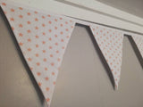 Star fabric bunting - coloured stars on a white background - 2 or 3 metres. Choice of colour combination.