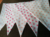 Star fabric bunting - coloured stars on a white background - 2 or 3 metres. Choice of colour combination.
